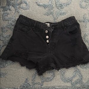 PacSun Black Jean Shorts Distressed Frayed Hem
